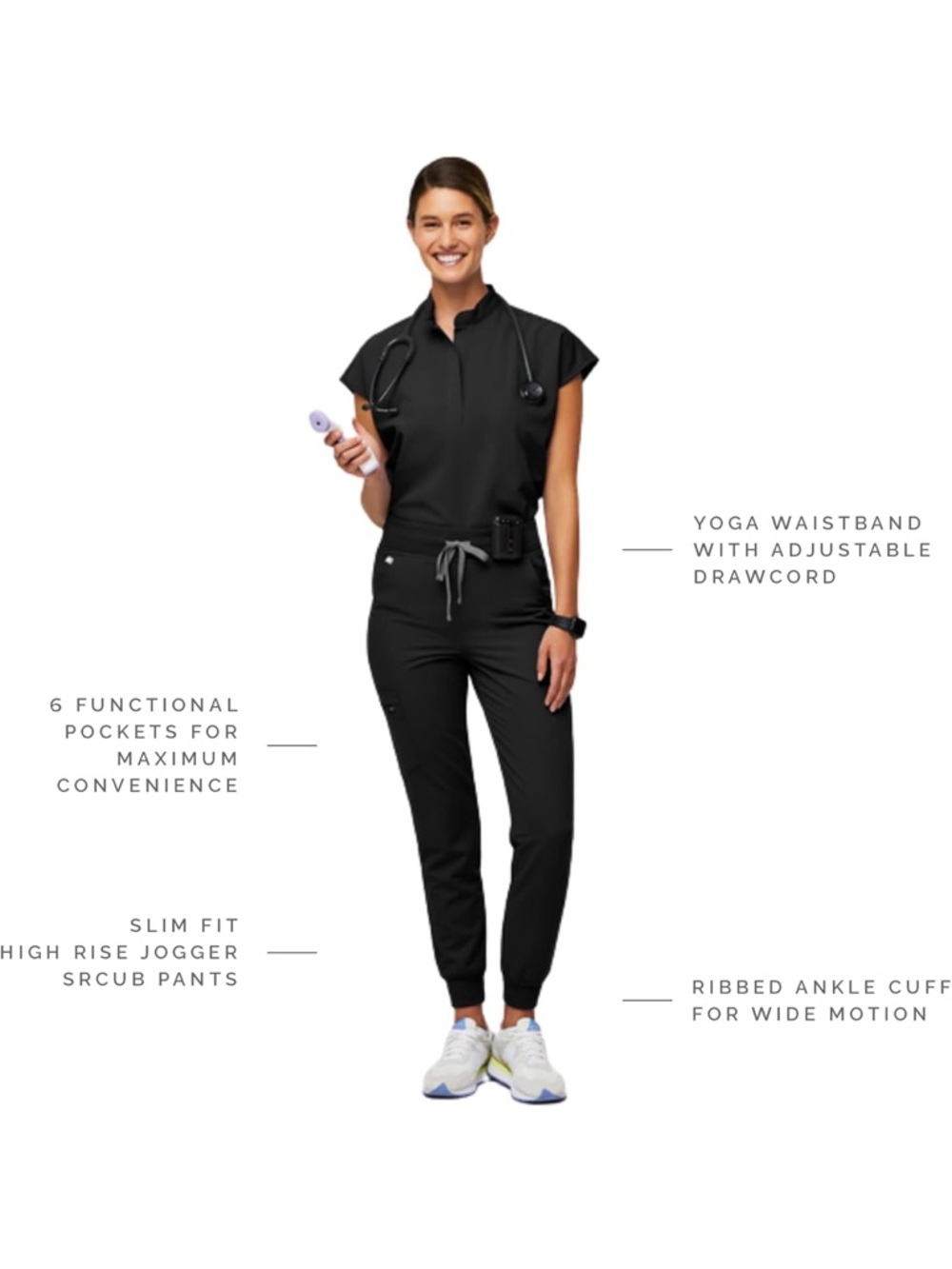Women’s Black Figs Scrub Pants - Picture 4 of 8